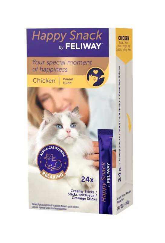 Feliway – Friandises en Stick Happy Snack au Poulet pour Chats – x24 Expédition Rapide