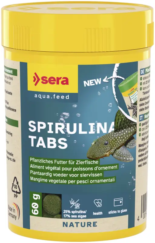 Achat Immédiat Sera – Pastilles V&eacute;g&eacute;tales Spirulina Tabs pour Poissons d'Ornement – 60g/100ml