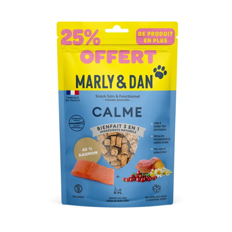 Expédition Rapide Marly & Dan – Friandises Bouch&eacute;es Calme au Saumon pour Chats – 50g