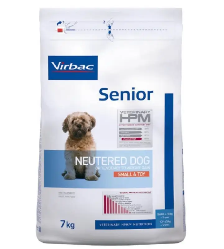 Virbac – Croquettes Veterinary HPM Senior Neutered Small & Toy pour Chiens – 7Kg Quantité Limitée