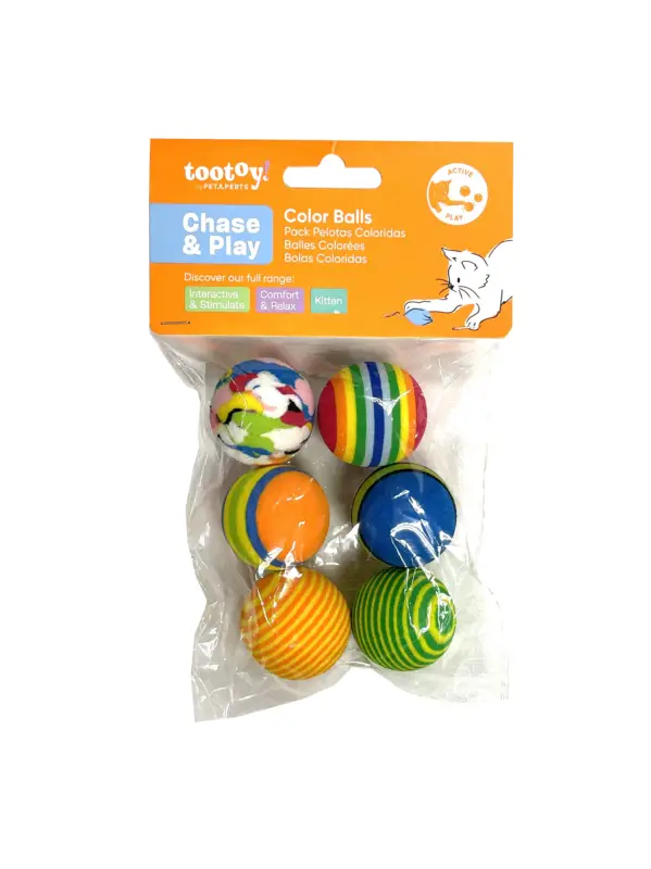 Tootoy! – Pack de Balles Color&eacute;es pour Chats – x6 Meilleure Vente