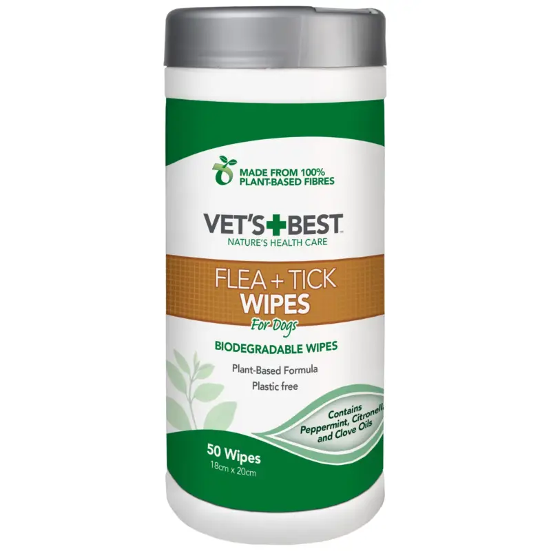 Vet's Best – Lingettes Anti-puces et Tiques pour Chiens – x50 Expédition Rapide