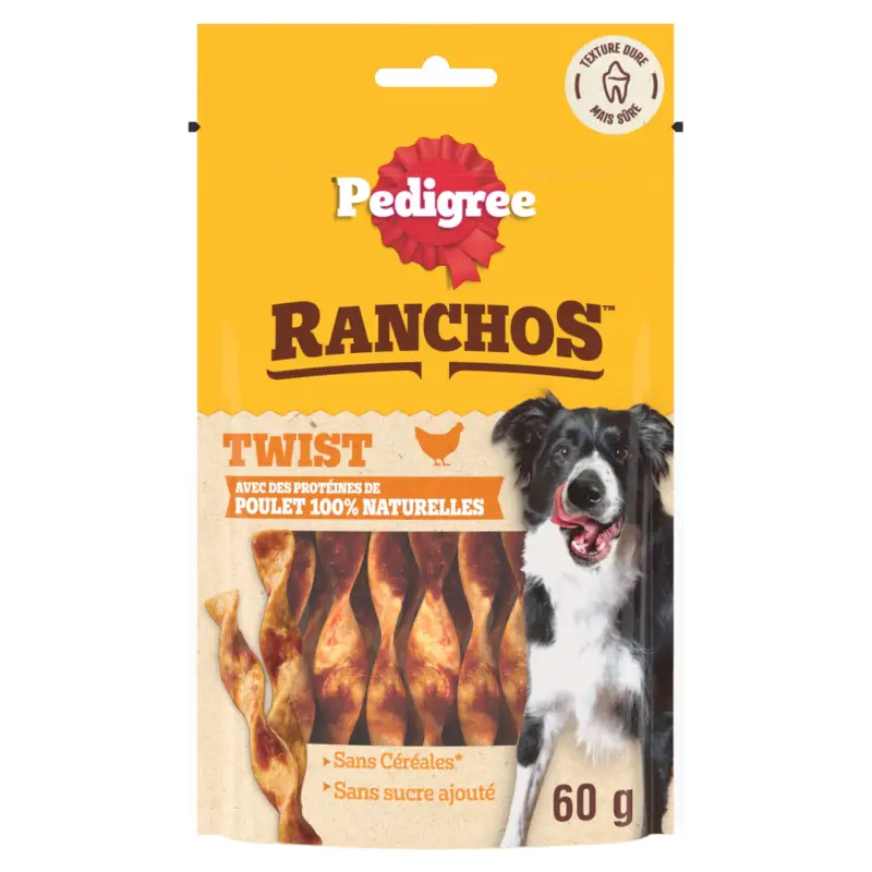 Jusqu&rsquo;à Épuisement Des Stocks Pedigree – Friandises RANCHOS Twist au Poulet pour Chiens – 60g