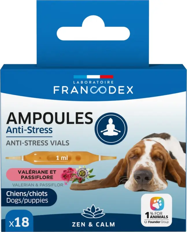 Francodex – Ampoules Anti-Stress Zen & Calme pour Chiens & Chiots – 18x1ml Bon Plan