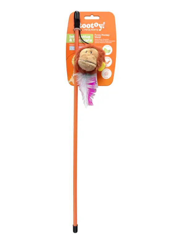 Tootoy! – Jouet Canne &agrave; P&ecirc;che Singe pour Chats – 47cm Quantité Limitée