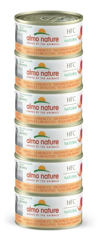 Almo Nature – Bo&icirc;te HFC Natural Thon et Crevettes pour Chats – 6x70g Petit Prix