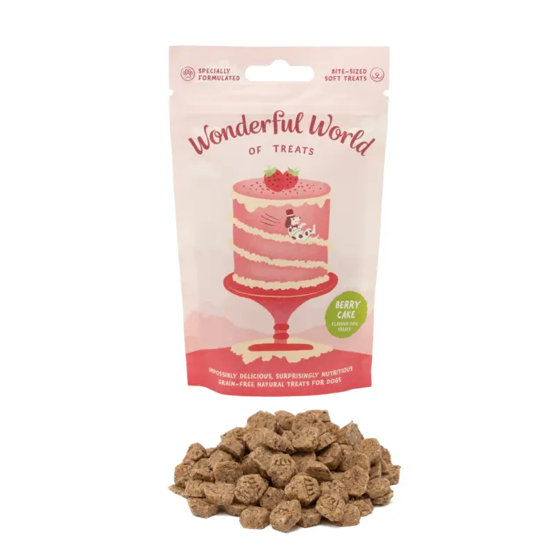 Certifié Wonderful World – Friandises G&acirc;teau Fruits Rouges pour Chiens – 50g