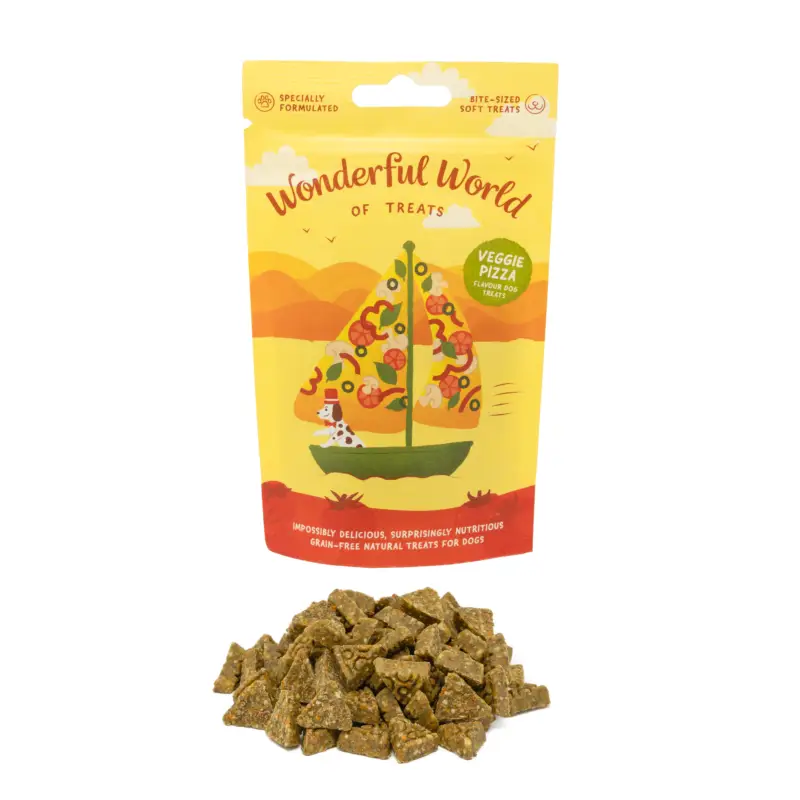 Wonderful World – Friandises Pizza Veggie aux L&eacute;gumes pour Chiens – 50g Paiement Sécurisé