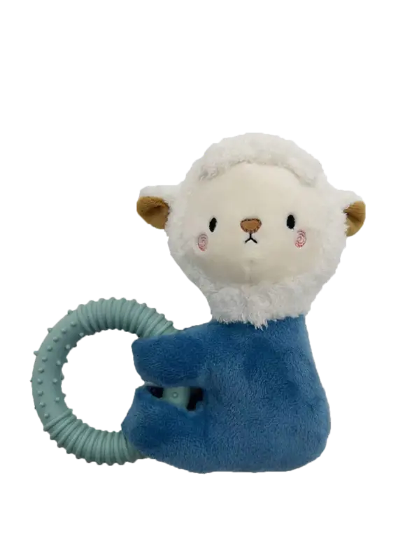 Anka – Jouet Peluche Mouton avec Anneau – Bleu Vente Directe
