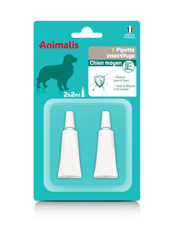 Acheter En Ligne Animalis &ndash; R&eacute;pulsif Insectifuge en Pipette pour Moyen Chien – 2x2ml