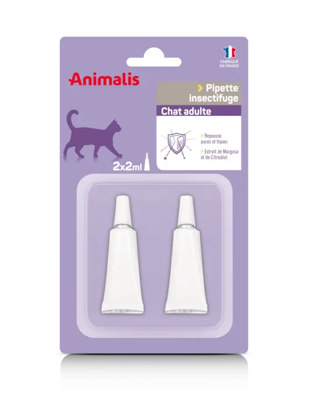 Réduction Animalis &ndash; R&eacute;pulsif Insectifuge en Pipette pour Chat – 2x2ml