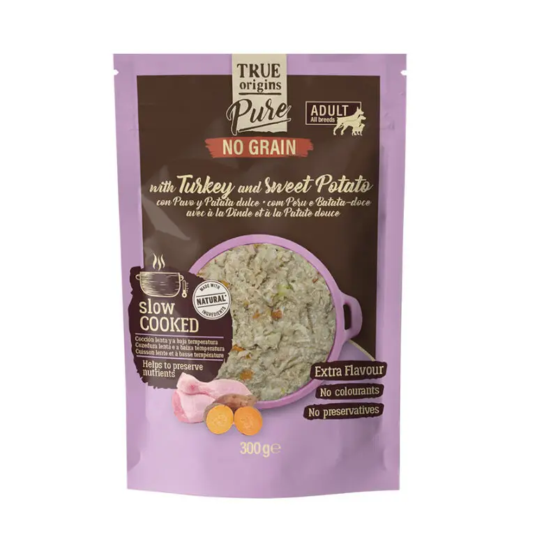 True Origins Pure – Repas Sachet Fra&icirc;cheur « Slow Cooked » Dinde & Patate Douce pour Chiens Adultes – 300g Livraison Express
