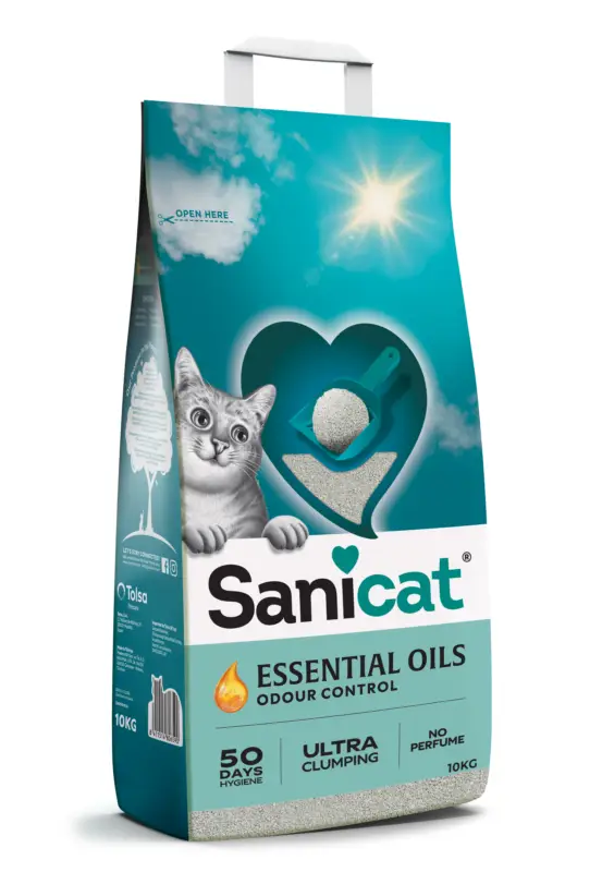 Sanicat – Liti&egrave;re Agglom&eacute;rante Essential Oils White sans Parfum pour Chats – 10Kg Bon Plan