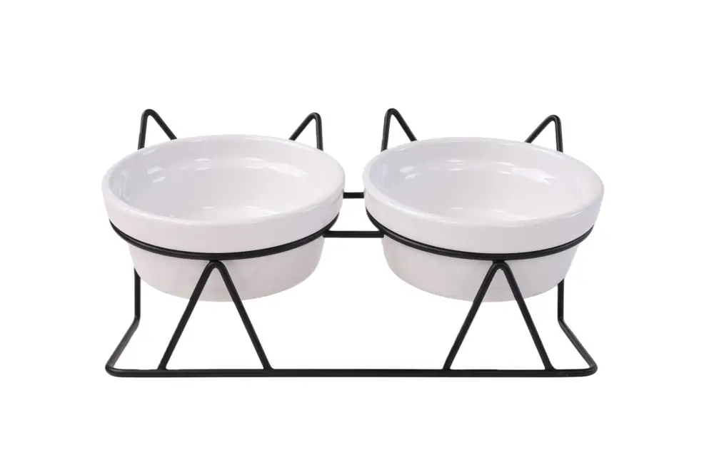 Leeby – Gamelle Double Sur&eacute;lev&eacute;e pour avec Bols en C&eacute;ramique pour Chats – 2x250ml Retour Gratuit