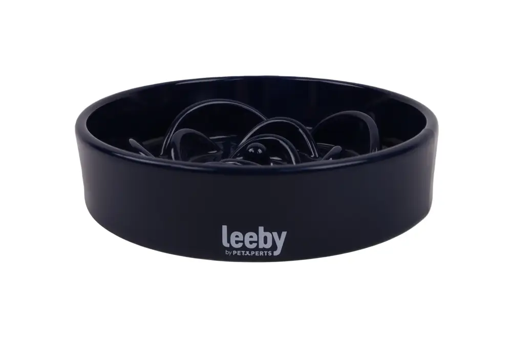 Leeby – Gamelle Anti-Glouton Design Noire en C&eacute;ramique Pour Chiens – 800ml Offre Spéciale