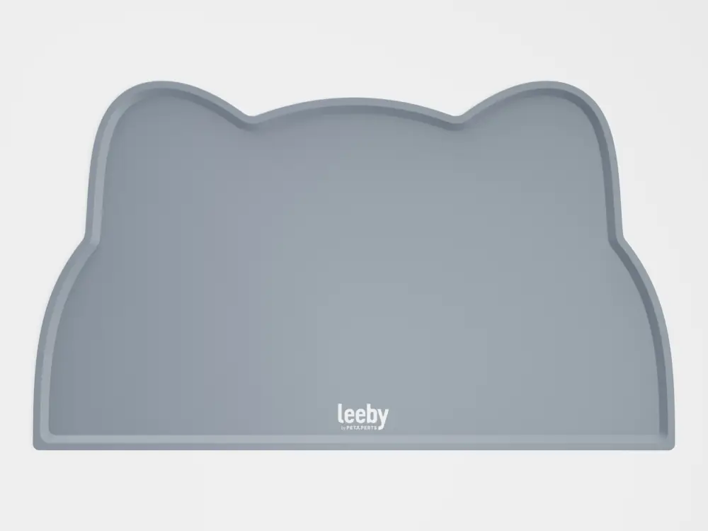Achat Immédiat Leeby – Tapis pour Gamelles Forme Chat en Silicone Gris – 44 &times; 25,5cm