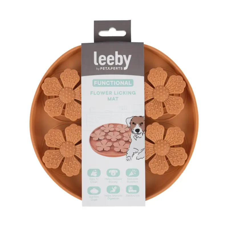 Leeby – Tapis &agrave; L&eacute;cher Fleurs pour Chiens – Orange Vente Flash