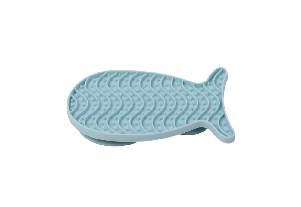Affaire À Saisir Leeby – Tapis de L&eacute;chage Forme Poisson en Silicone pour Chat – Bleu