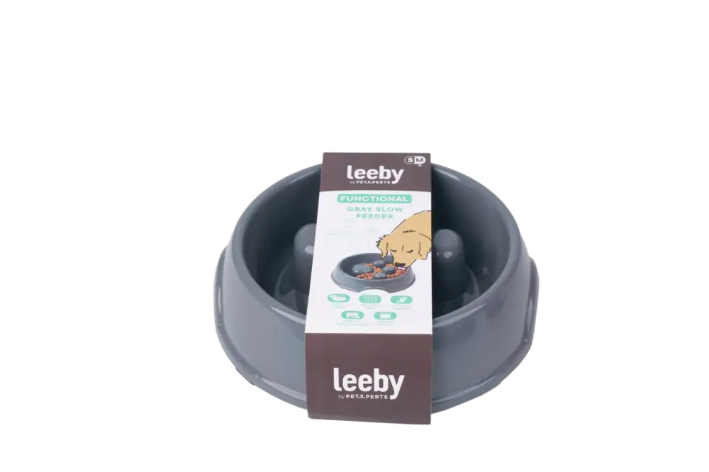 Prix Promo Leeby – Gamelle Anti-Glouton Gris pour Chiens