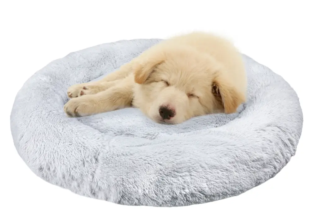 Petit Prix Leeby – Donut Anti-Stress en Peluche Douce Taille XXL pour Chien – Gris