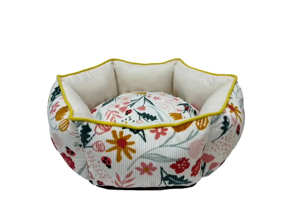 Prix Choc Leeby – Panier Hexagonal &agrave; Motifs Floraux pour Chien – Blanc