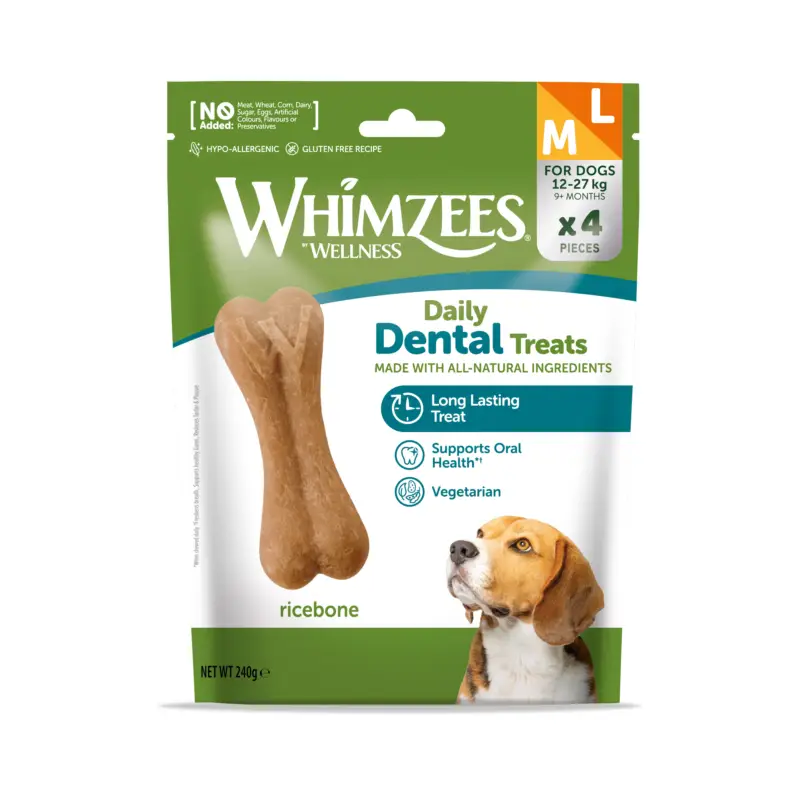 Whimzees – Friandises Dental Treats Os de riz pour Chiens – M/L Meilleur Prix
