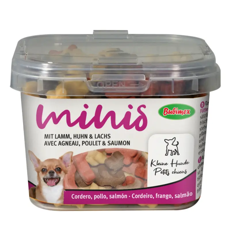 Super Prix Bubimex – Friandises Minis sans Sucre Agneau/Poulet/Saumon pour Chiens – 140g