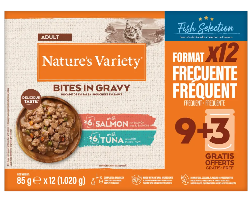 Nature's Variety – Pochon Bouch&eacute;es en Sauce Multipack S&eacute;lection Poisson – 12x85g Promotion Saisonnière