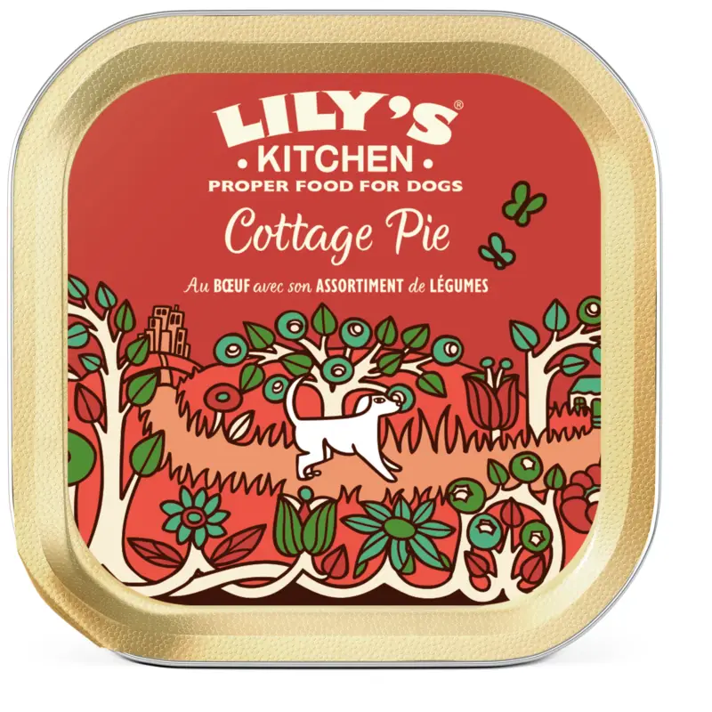 Achat Immédiat Lily's Kitchen – Terrine Cottage Pie B&oelig;uf et L&eacute;gumes pour Chiens – 150g