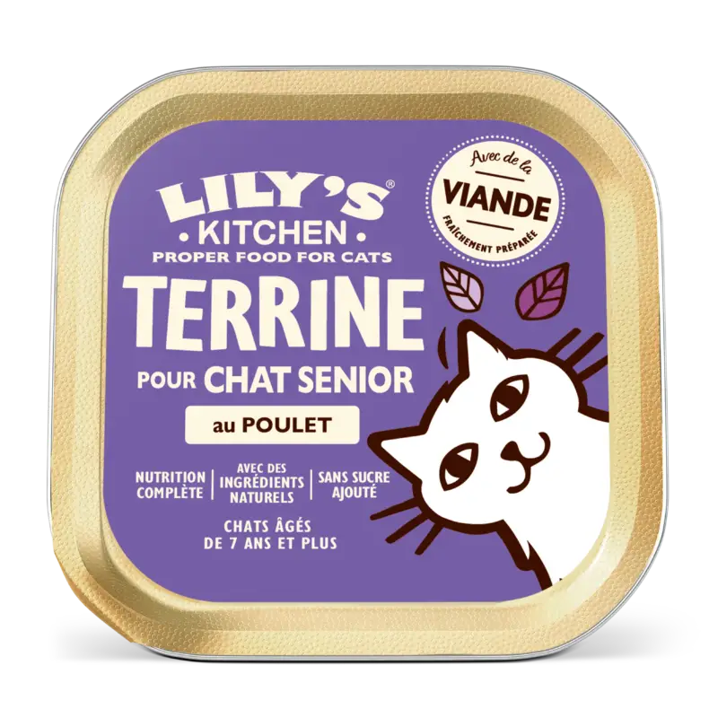 Produit De Marque Lily's Kitchen – Terrine Recette sans C&eacute;r&eacute;ales au Poulet pour Chats Seniors – 85g