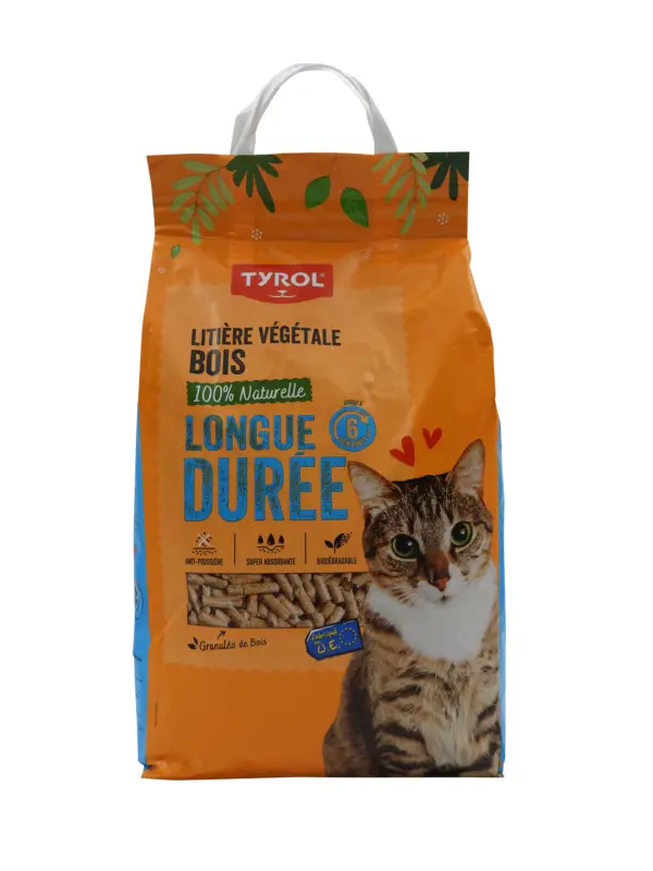 Solde Tyrol – Liti&egrave;re Prop'O'Cat Granul&eacute;s de Bois pour Chats – 10L