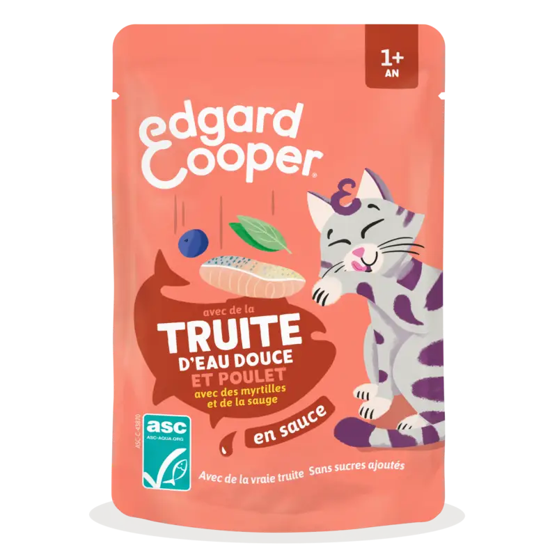Edgard & Cooper – Sachets Humides au Poulet et Truite en Sauce pour Chatons – 85g Haute Qualité
