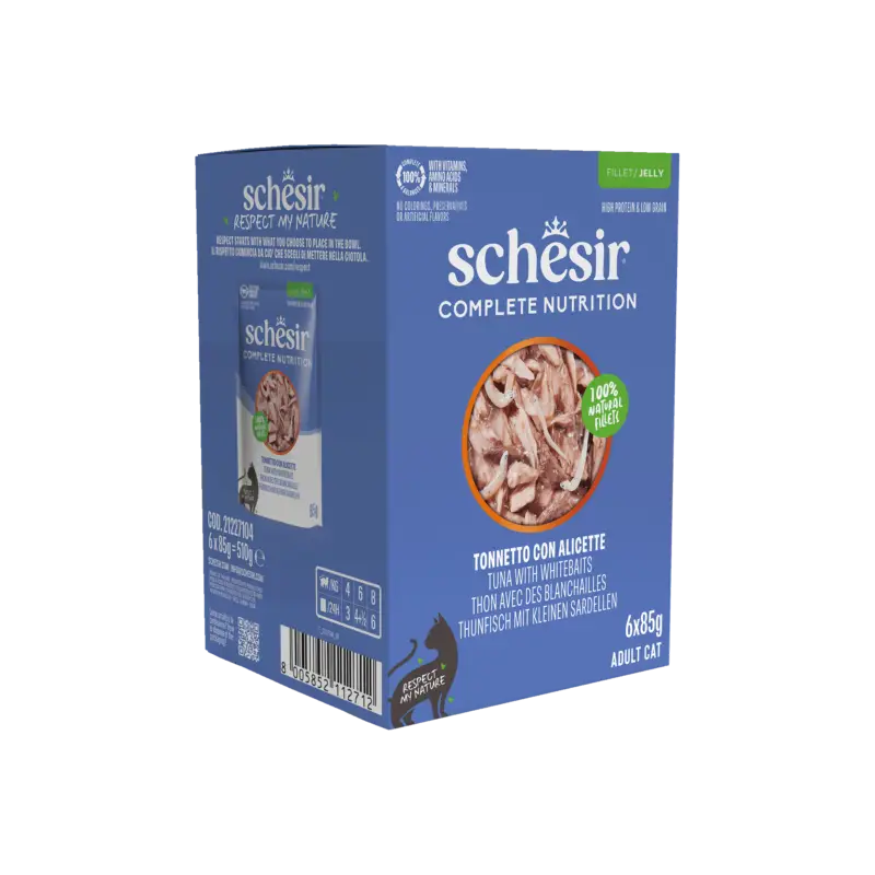Schesir – Sachets Humides Thon et Blanchailles en Gel&eacute;e pour Chats – 6x85g Retour Gratuit