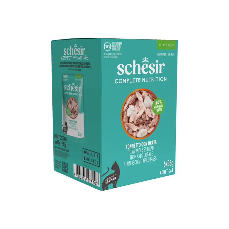 Schesir – Sachets Humides Thon avec Dorade en Gel&eacute;e pour Chats – 6x85g Meilleur Choix