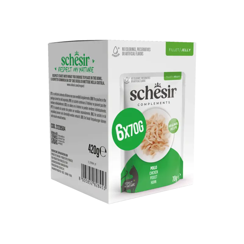 Meilleure Vente Schesir – Sachets Humides au Poulet en Gel&eacute;e pour Chats – 6x70g