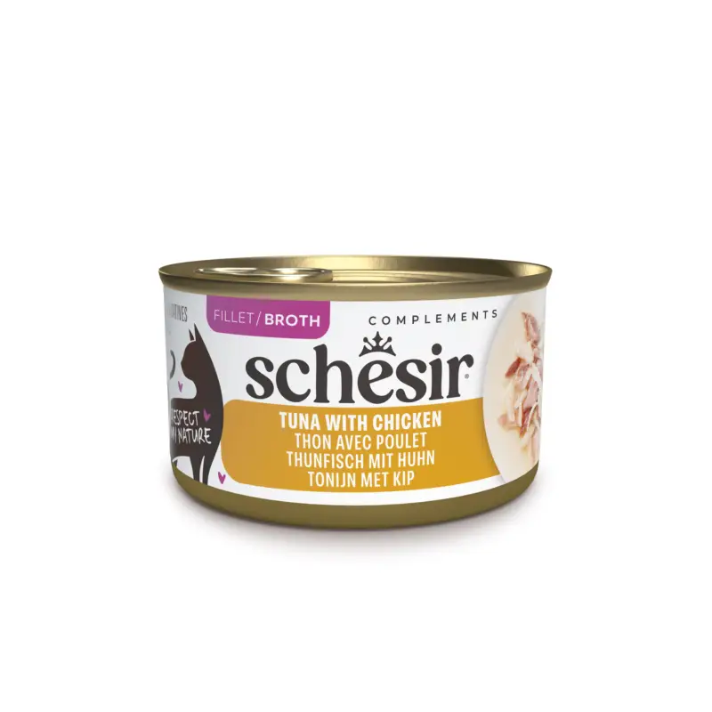 Commander Vite Schesir – P&acirc;t&eacute;e en Gel&eacute;e Thon et Poulet en Bouillon Pour Chats – 70g