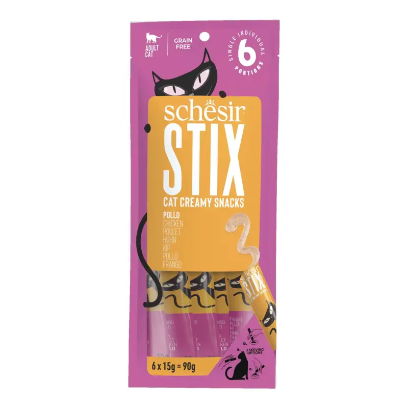 Schesir – Friandises Stix Cr&eacute;meux Au Poulet Pour Chats – 6x15g Commande En Gros
