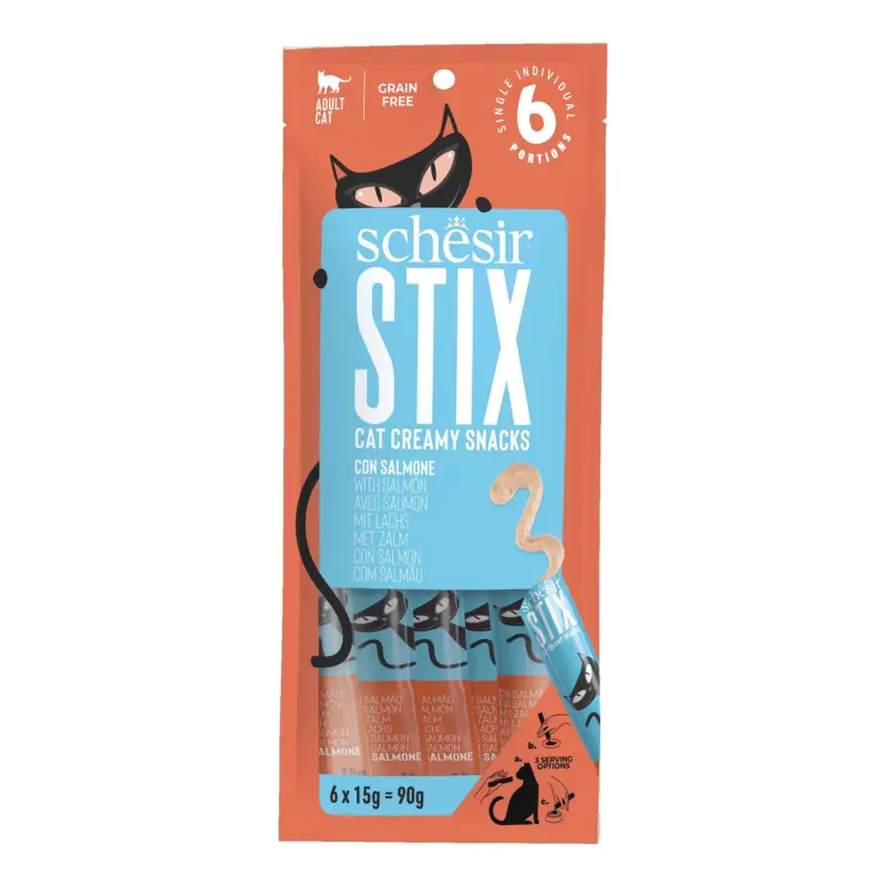 Schesir – Friandises Stix Cr&eacute;meux Au Saumon Pour Chats – 6x15g Promotion