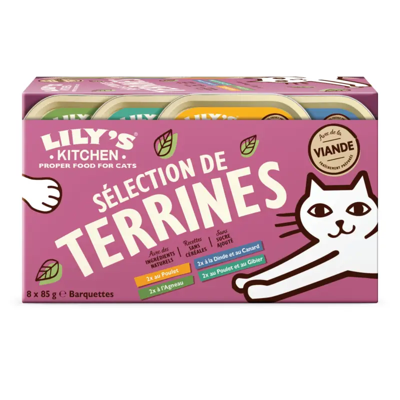 Lily's Kitchen – S&eacute;lection de Terrines Poulet Dinde Canard Agneau et Gibier pour Chats – 8x85g Offre Du Jour