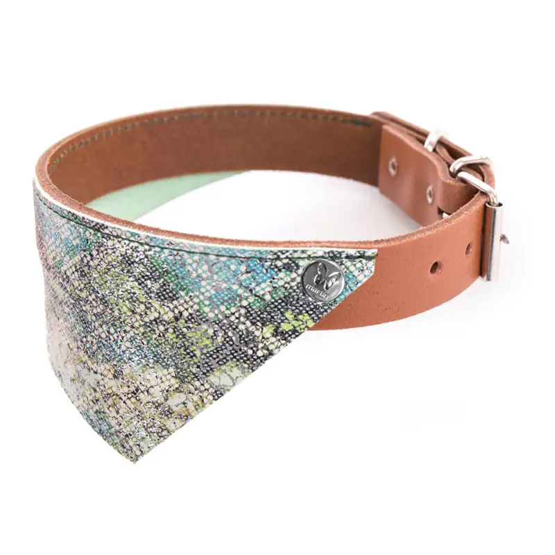 Dernière Chance Martin Sellier - Collier Bandana Malibu Vert/Cognac pour Chiens