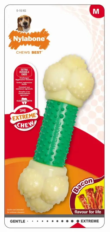 Nylabone - Jouet Os Double Action Extreme Chew pour Chien Nouvelle Collection