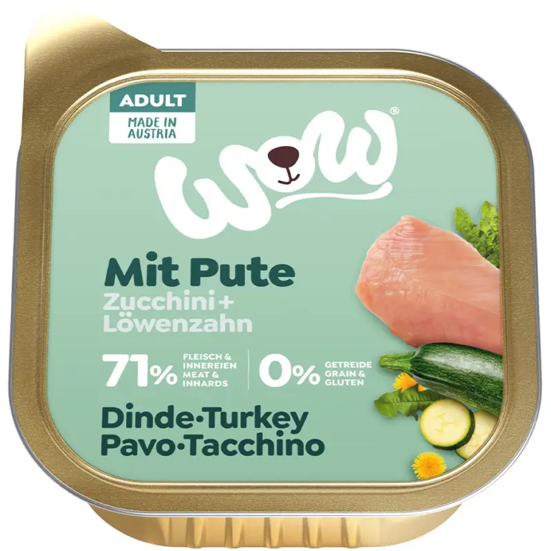 Wow – Repas Complet Naturel au Dinde pour Chien Adultes Réduction