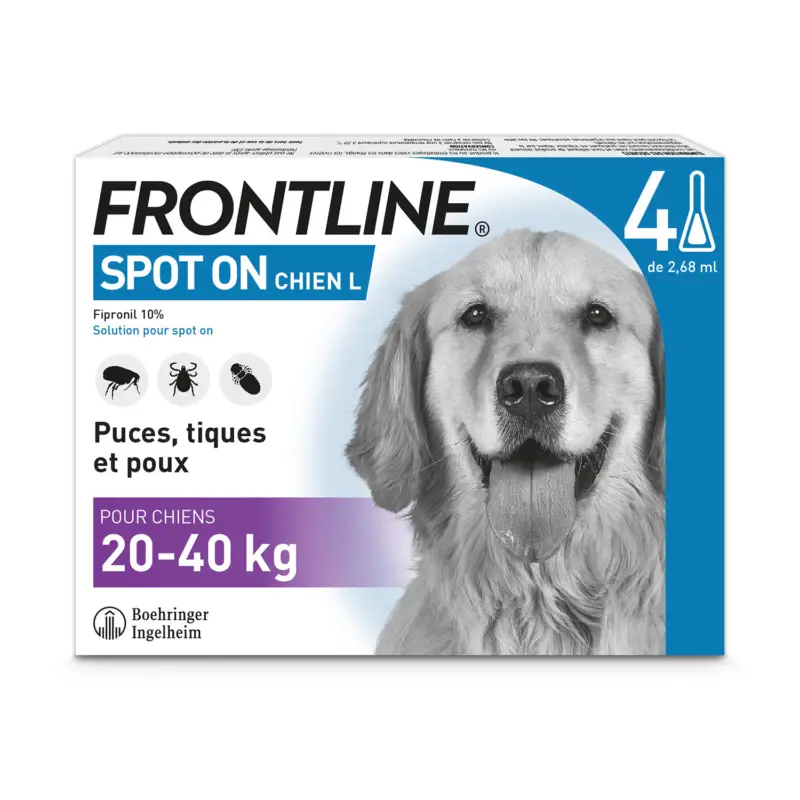 Frontline – Pipette Antiparasitaire pour Chien de 20 &agrave; 40Kg Vente Directe