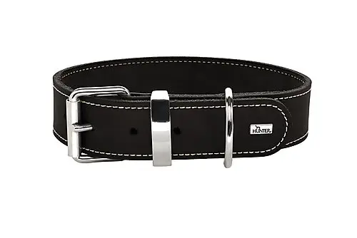 Authentique Hunter – Collier Aalborg Special en Cuir de Boeuf Noir pour Chiens