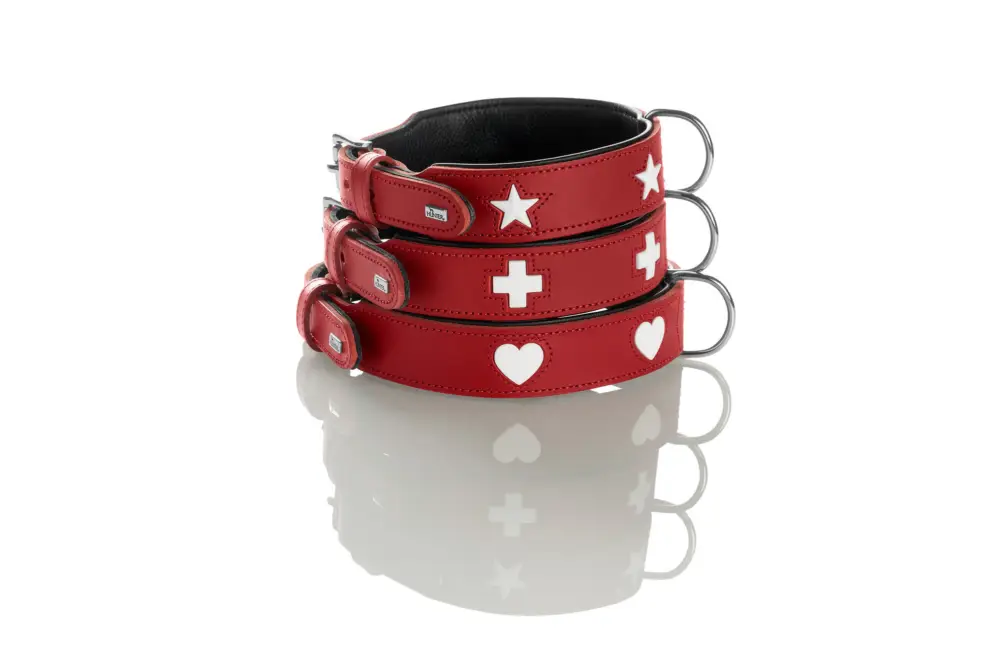 Hunter – Collier Love en Cuir de B&oelig;uf Rouge pour Chiens Vente Directe
