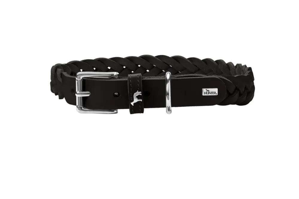 Hunter – Collier Solid Education en Cuir de B&oelig;uf Noir Livraison Express