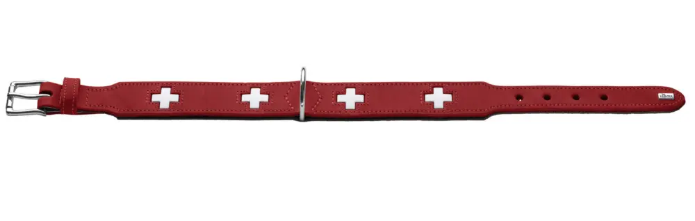 Affaire À Saisir Hunter – Collier Swiss en Cuir de B&oelig;uf Rouge et Noir