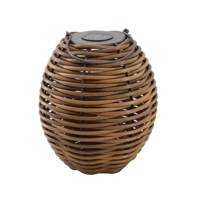 Lanterne solaire coloris marron en polyrotin Raffy Solar – 33 cm Nouvelle Collection