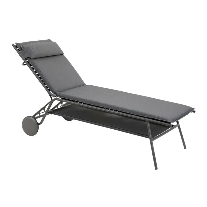 Meilleur Prix Bain de soleil Miami II haut Lafuma coloris gris en acier et titane et matelassé – 80 x 186 x 90 cm