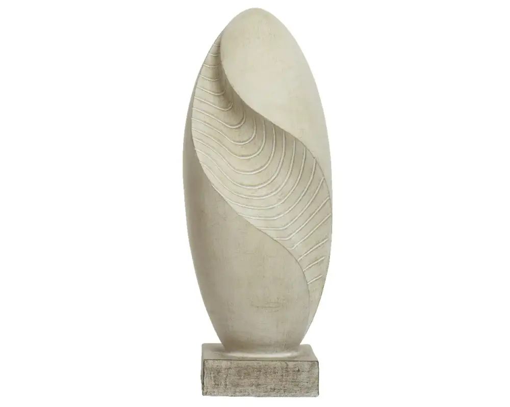Vente Directe Statue ovale en fibre argile coloris blanc cassé Decoris – 30,5 x 30,5 x 79 cm